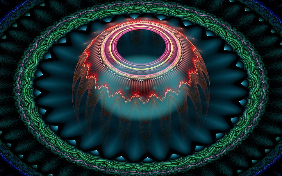 red sphere illustration HD wallpaper