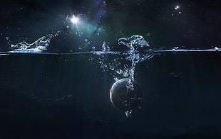 body of water, fantasy art, water, planet, split view