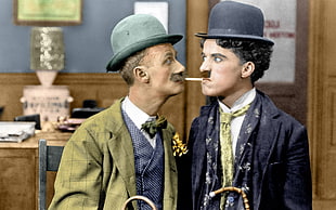 Charlie Chaplin, Charlie Chaplin, colorized photos HD wallpaper