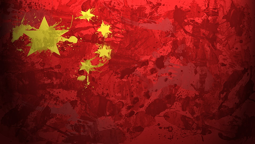 red and yellow label flag HD wallpaper
