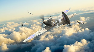 fighter plane video game wallpaper, Battle of Britain, Supermarine Spitfire, Messerschmitt Bf 109, Tallyho