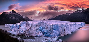 ice formation, glaciers, Perito Moreno, Argentina, sunset