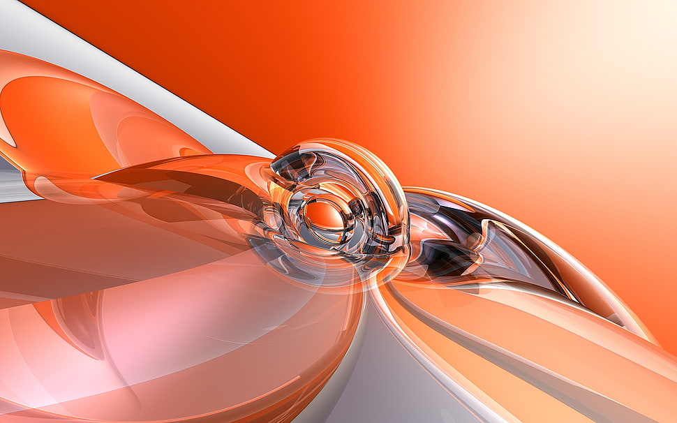 white and orange abstract illustration HD wallpaper