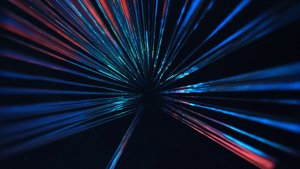 blue and red hand fan, abstract, CGI, digital art HD wallpaper