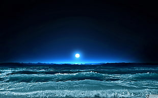 body of water during night time HD wallpaper