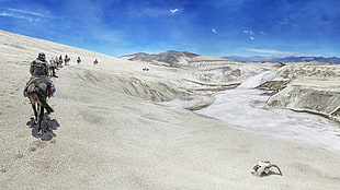 white sand, mountains, desert, landscape HD wallpaper