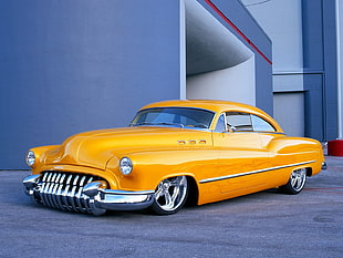 yellow coupe, car