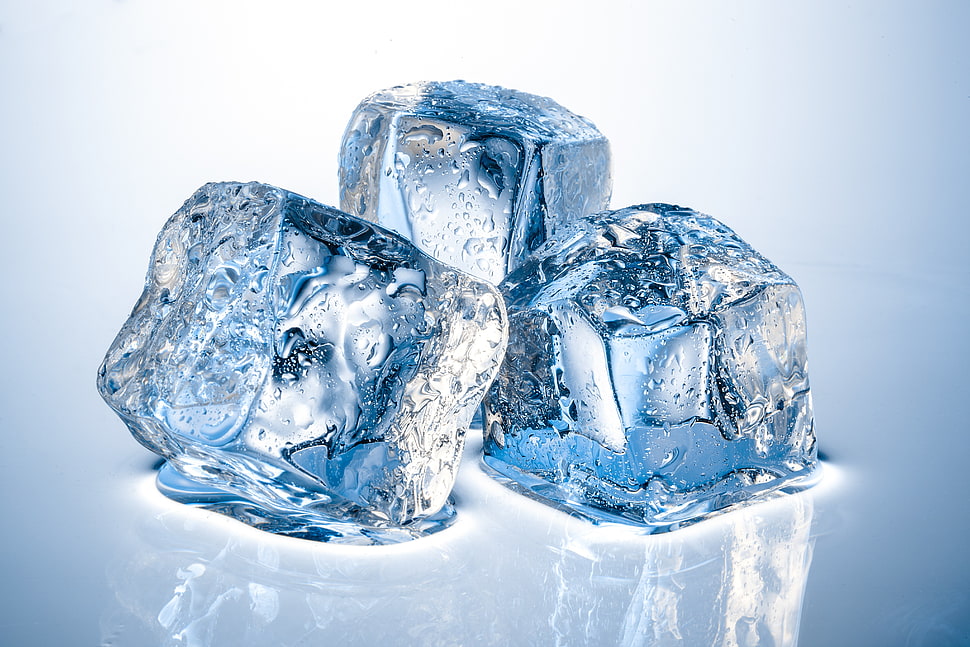 cube ice, water, blue, reflection, ice HD wallpaper