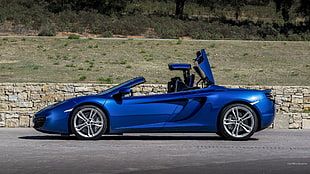 blue sports car, McLaren MC4-12C, McLaren, blue cars, vehicle