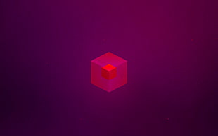 Nintendo Cube logo, minimalism, cube, simple, purple HD wallpaper
