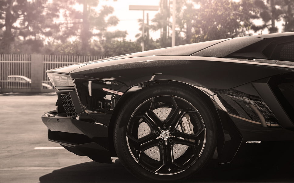 gray scale of black coupe HD wallpaper