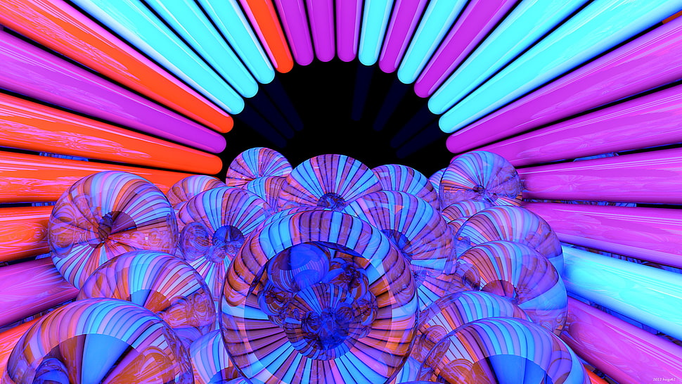 blue, pink, and purple optical illusion HD wallpaper