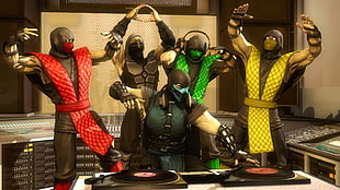 five Mortal Kombat character figurines HD wallpaper