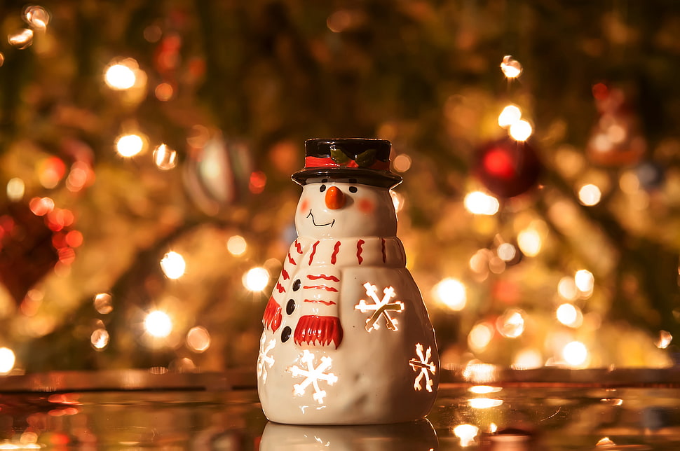 white ceramic snowman decor HD wallpaper