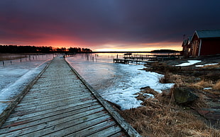 gray wooden dock, nature, landscape, HDR, sky