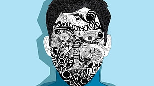human face abstract art HD wallpaper