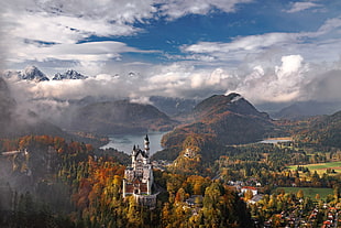 white castle, Germany, castle, landscape, mountains HD wallpaper
