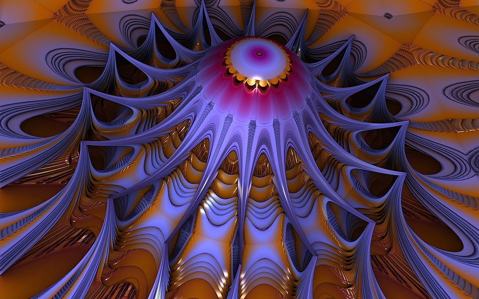 yellow and purple floral 3D lamp HD wallpaper