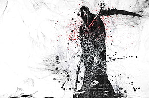 black and white grim reaper painting, Grim Reaper, skull, selective coloring, artwork HD wallpaper