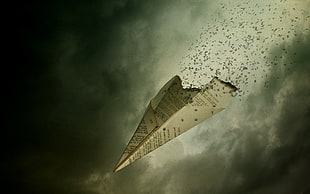 paper airplane crushing while burning HD wallpaper