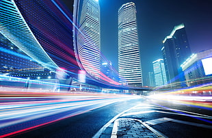 lights timelapse, cityscape, lights HD wallpaper