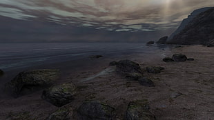brown sand and ocean, Dear Esther, Source Engine, entertainment, video games HD wallpaper