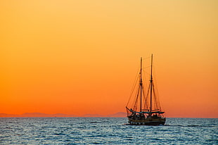 brown wooden sail boat photography HD wallpaper