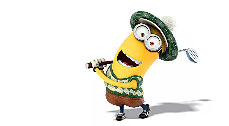 minion dave holding golf club HD wallpaper