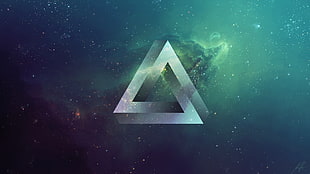 triangle logo on galaxy background