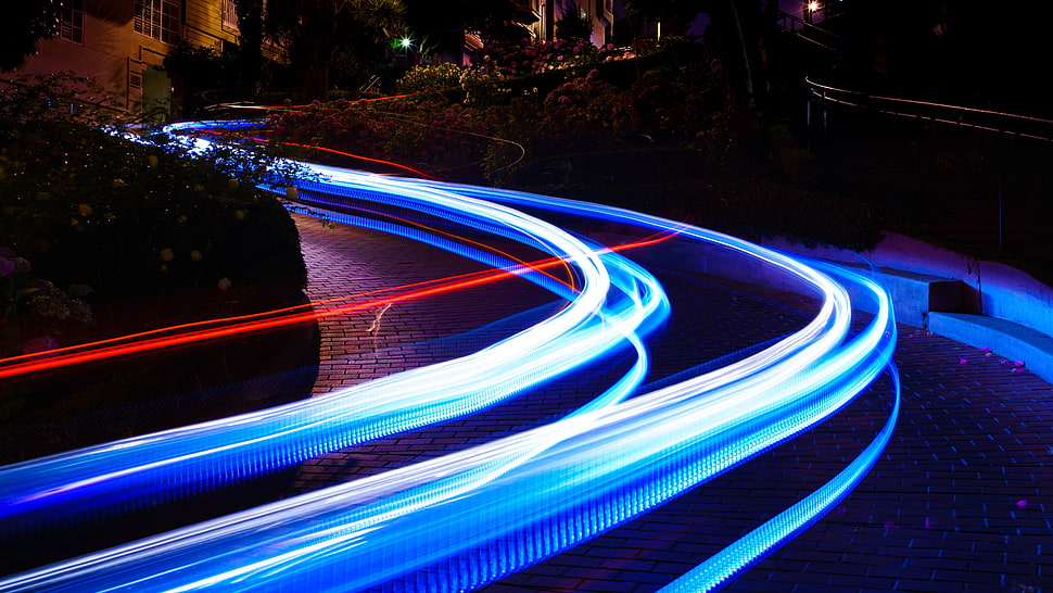 long exposure photography, Turn, Move, Light HD wallpaper