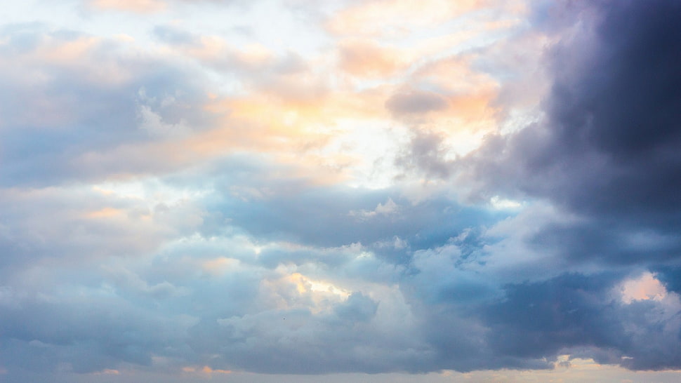 blue and white abstract painting, clouds HD wallpaper