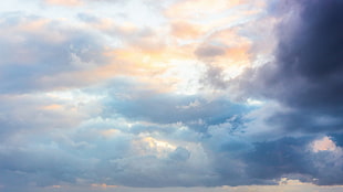 blue and white abstract painting, clouds