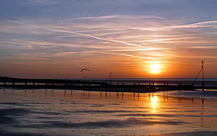 landscape photo of Sunset view on beach HD wallpaper
