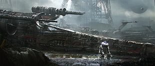 rusted black war ship, Star Wars, R2-D2, X-wing HD wallpaper
