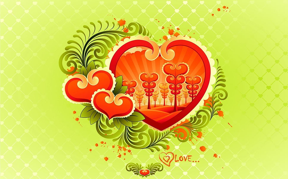 red heart digital wallpaper HD wallpaper