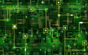 green and yellow Electronic themed wallpaper