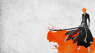 Bleach Kurosaki Ichigo digital wallpaper, Bleach, Kurosaki Ichigo, paint splatter