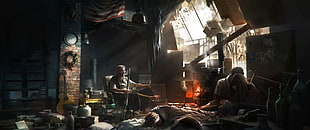man seating on chair movie show still, Tom Clancy's The Division, computer game, concept art