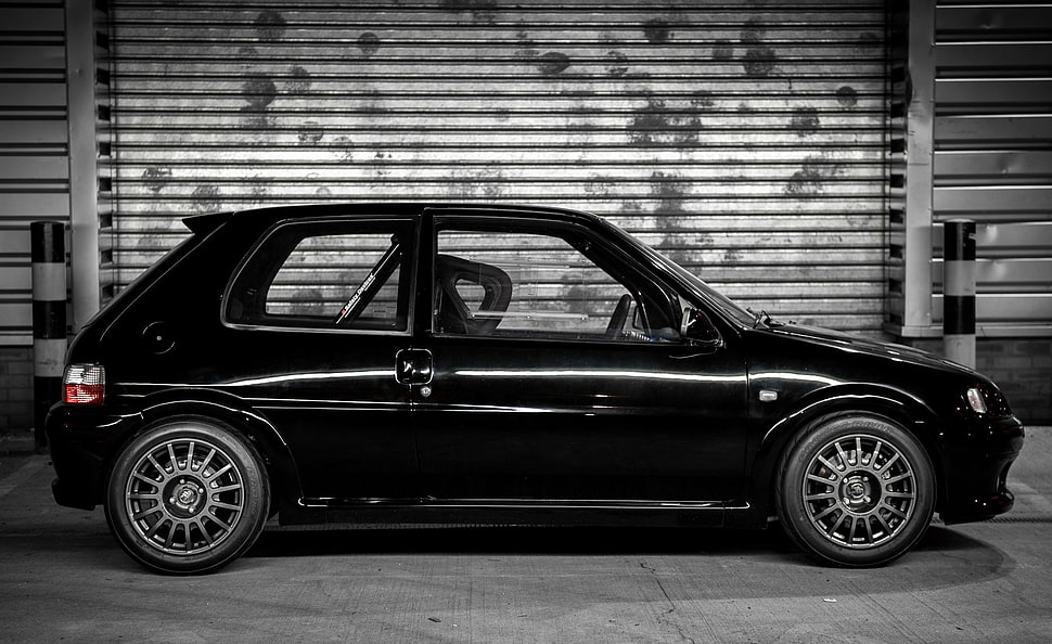 black 3-door hatchback, Peugeot, Peugeot 106 HD wallpaper