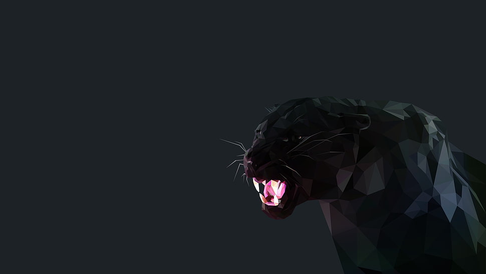 black panther digital wallpaper, cat, Black Panther, low poly HD wallpaper