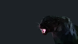 black panther digital wallpaper, cat, Black Panther, low poly