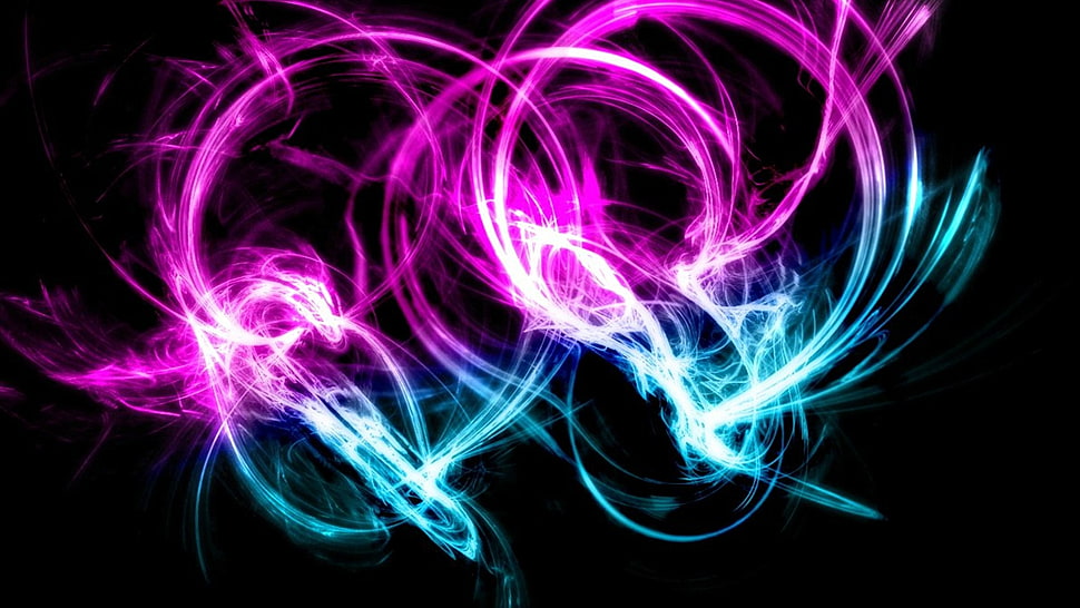 pink and green 3D light HD wallpaper
