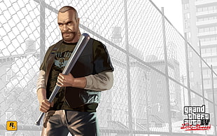 GTA IV man holding metal baseball bat poster HD wallpaper
