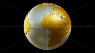 gold-colored globe HD wallpaper