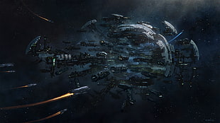 animated illustration of space war ships