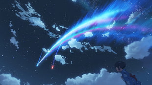 falling star digital wallpaper, Makoto Shinkai , Kimi no Na Wa HD wallpaper