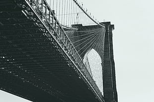 grayscale photo of bridge HD wallpaper