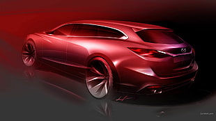 gray Mazda3 illustration, Mazda 6, Mazda, digital art, car