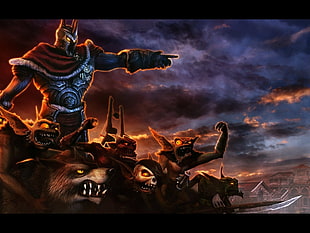 man in armor commanding an army digital wallpaper, Overlord 2