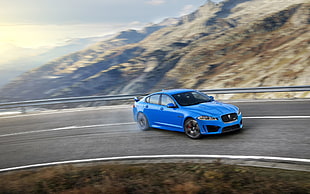 blue sedan, car, Jaguar, blue cars HD wallpaper